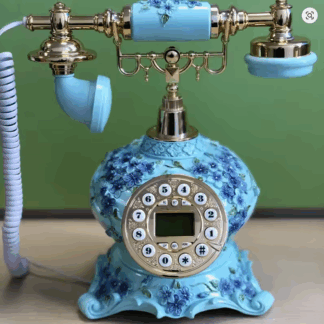 Réplique Téléphone ancien style porcelaine bleu